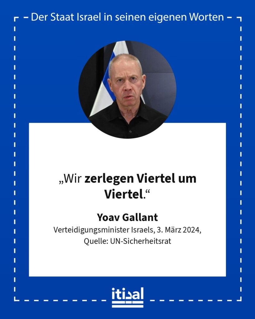 „Wir zerlegen Viertel um Viertel.“ Yoav Gallant, 3. März 2024