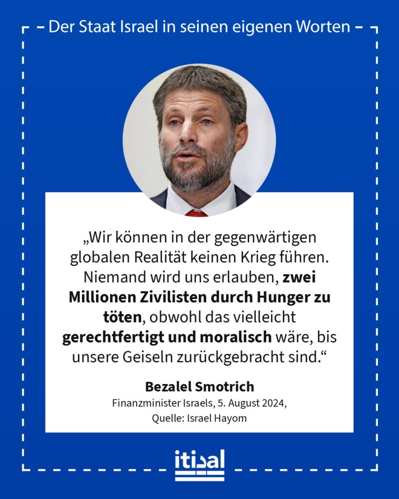 Grafik: Bezalel Smotrich, 5. August 2024