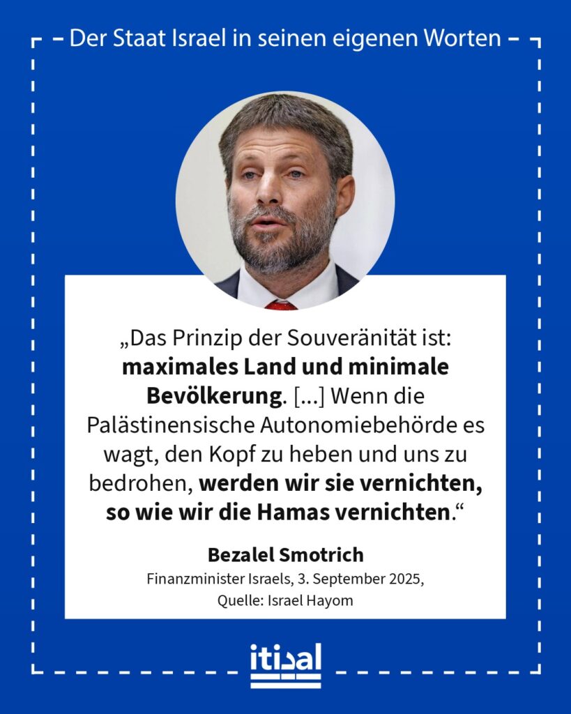 Grafik: Bezalel Smotrich, 3. September 2025
