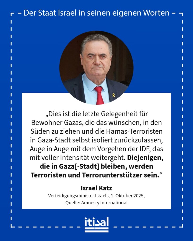 Grafik: Israel Katz, 1. Oktober 2025