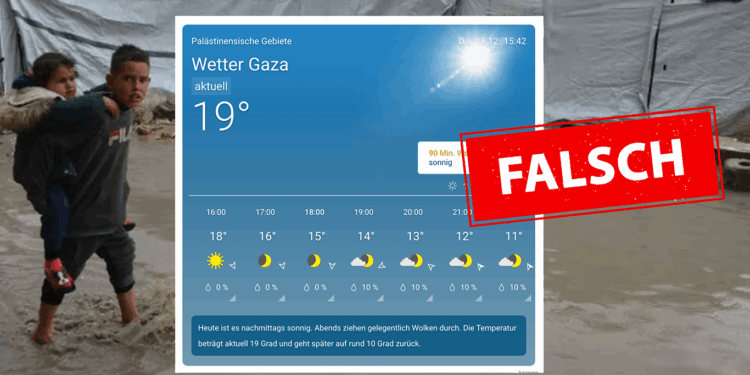 In Gaza erfrieren Babys. Im Internet wird das geleugnet. Unter Verweis auf vermeintliche Wetterberichte. Doch das ist falsch.