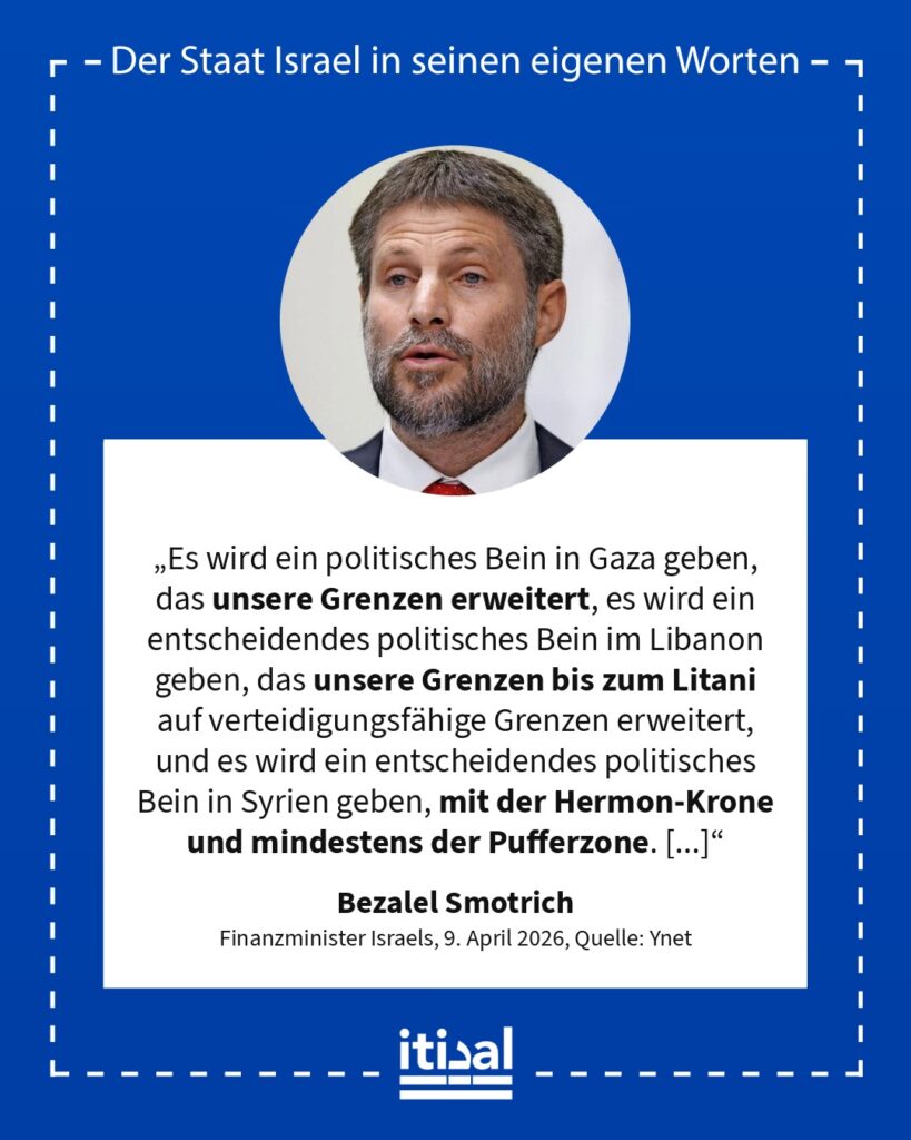 Grafik: Bezalel Smotrich, 9. April 2026