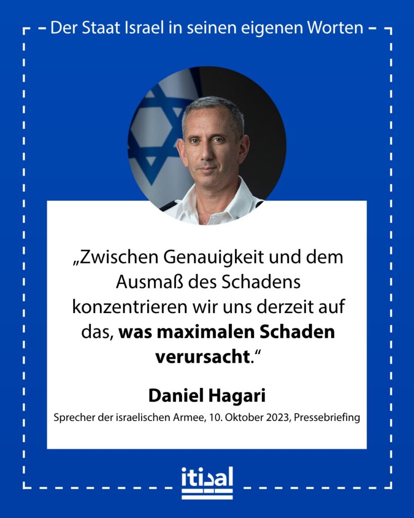 „Zwischen Genauigkeit und dem Ausmaß des Schadens konzentrieren wir uns derzeit auf das, was maximalen Schaden verursacht.“ Daniel Hagari, 10. Oktober 2023