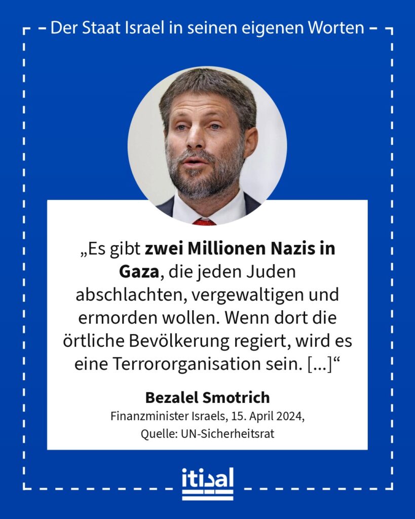 Grafik: Bezalel Smotrich, 15. April 2024