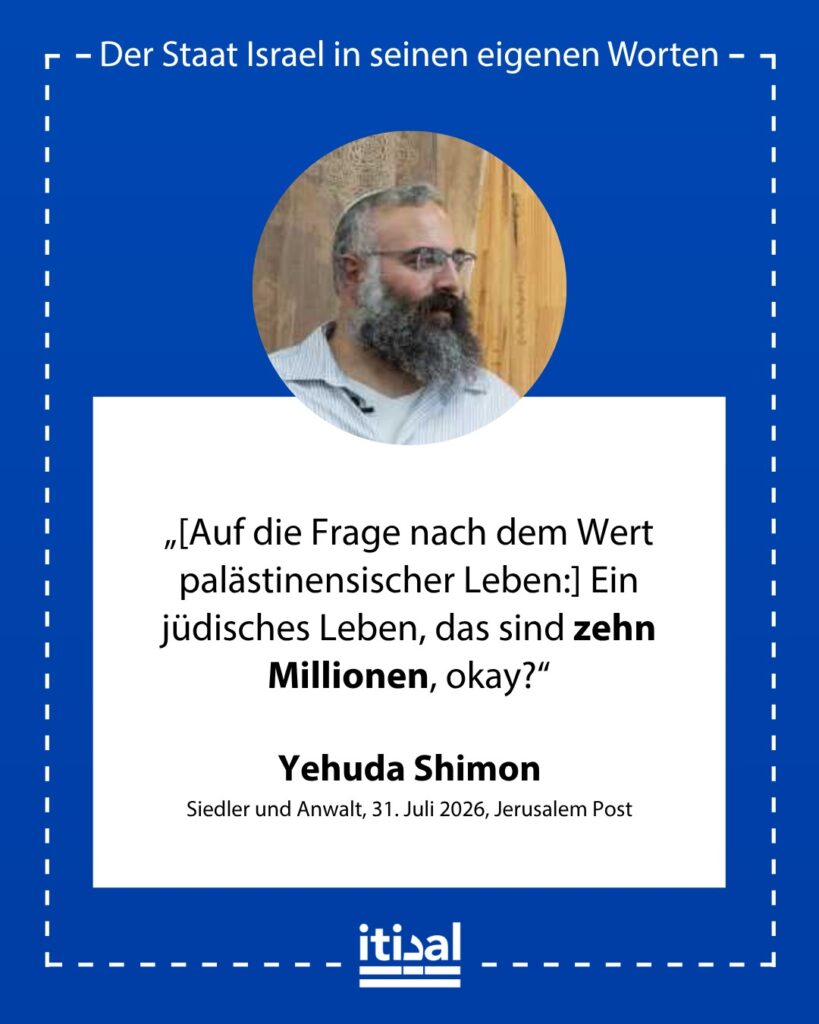 „Ein jüdisches Leben, das sind zehn Millionen, okay?“ Yehuda Shimon, 31. Juli 2026